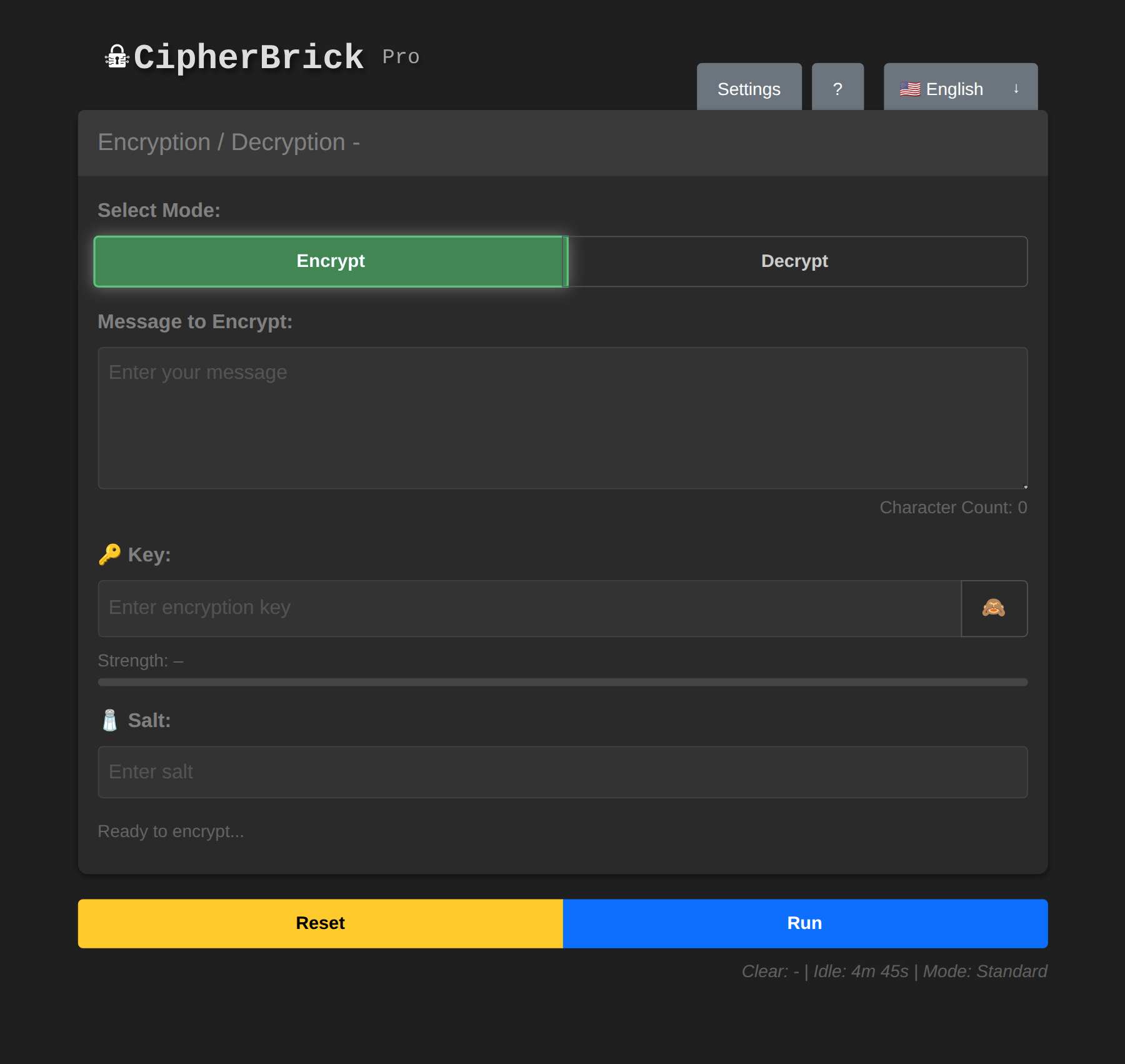 CipherBrick Pro main interface