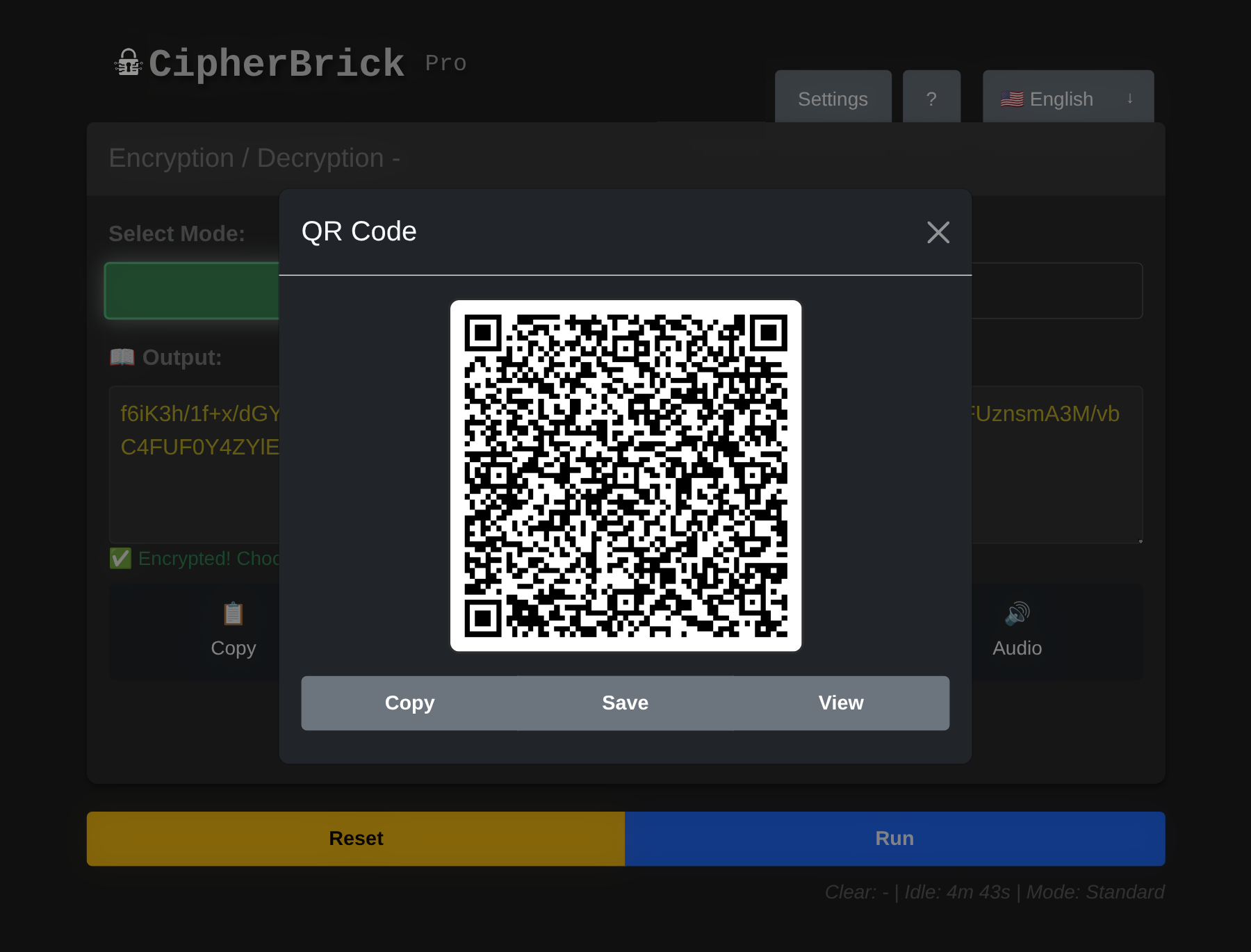 QR code output after encryption